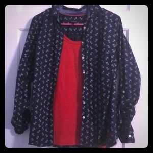 Talbots Layered Anchor Button Up with Red Tank